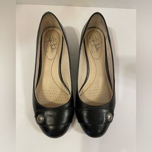Life Stride Soft System black slide-on loafers shoes wedge heel size 7